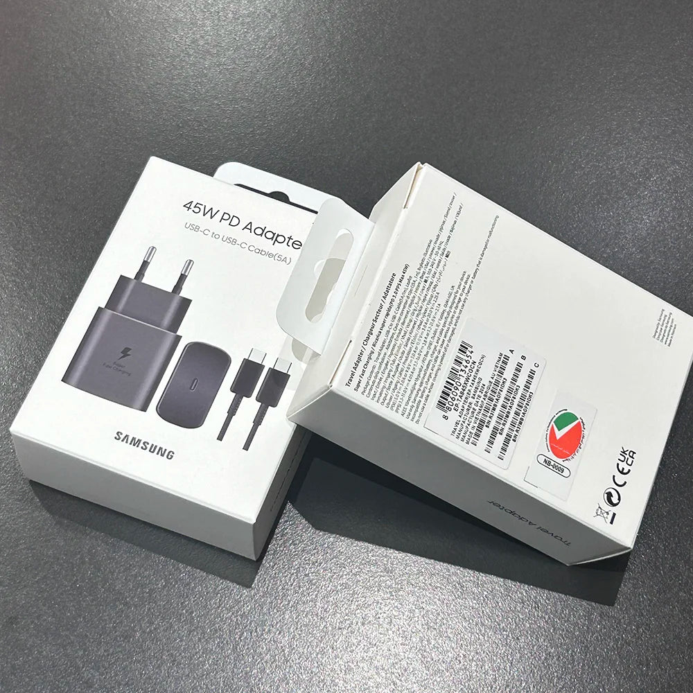 45W Super Fast Charger USB-C – Schnellladegerät mit EU-Stecker & 5A Kabel für Samsung Galaxy
