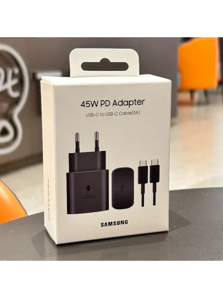 45W Super Fast Charger USB-C – Schnellladegerät mit EU-Stecker & 5A Kabel für Samsung Galaxy